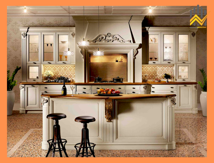 Tủ bếp cổ điển phù hợp với không gian nào?