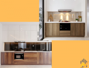 Tủ bếp acrylic vân gỗ