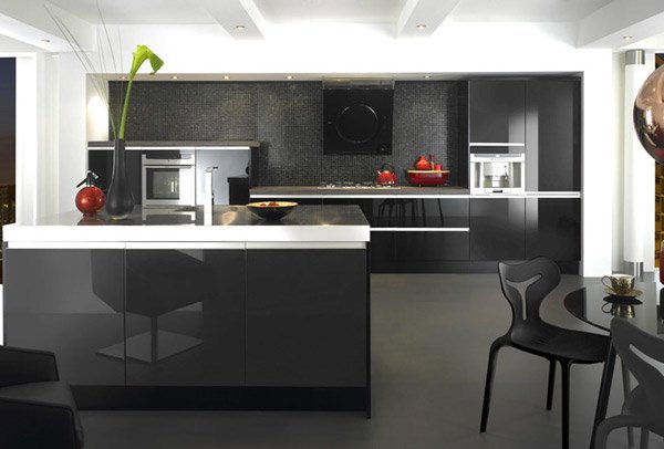 Tủ bếp Acrylic màu đen sang trọng