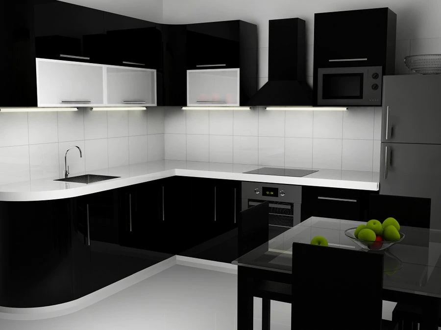 Tủ bếp acrylic màu đen