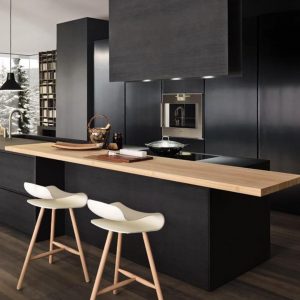 Tủ bếp acrylic màu đen