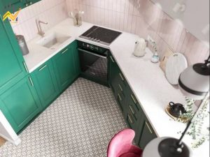 tủ bếp góc xéo
