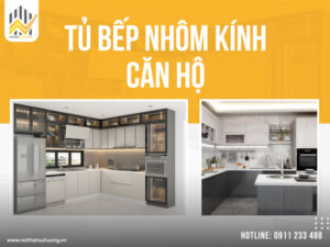 Tủ bếp nhôm kính cho căn hộ