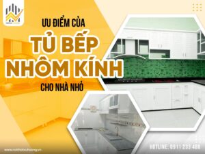 Tủ bếp nhôm kính cho nhà nhỏ