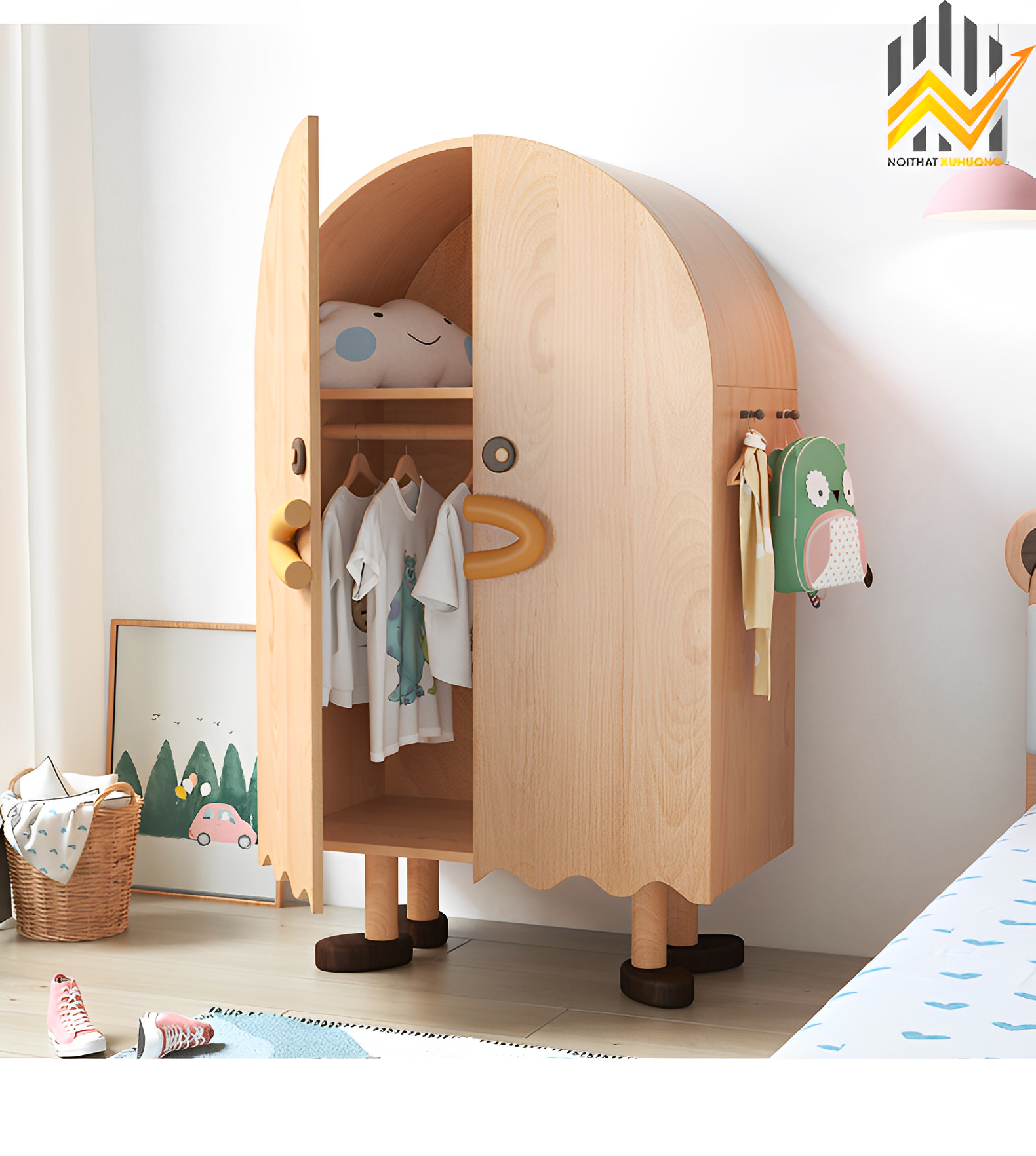 Tủ quần áo cho trẻ em bằng gỗ tự nhiên TTE-01 bền