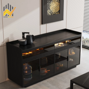 Tủ cánh nhôm kính đựng trà và rượu phong cách Bắc Âu - MDF lõi xanh 11