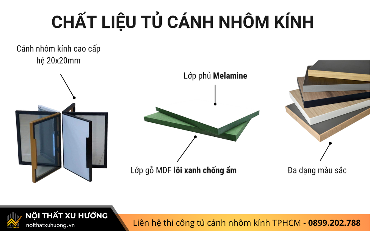 Tủ cánh nhôm kính đựng trà và rượu phong cách Bắc Âu - MDF lõi xanh