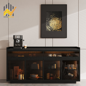 Tủ cánh nhôm kính đựng trà và rượu phong cách Bắc Âu - MDF lõi xanh 10