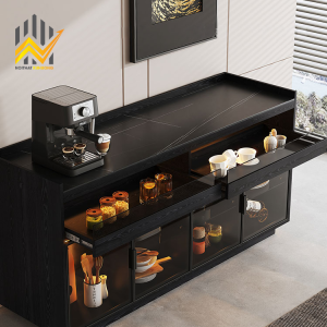 Tủ cánh nhôm kính đựng trà và rượu phong cách Bắc Âu - MDF lõi xanh 2