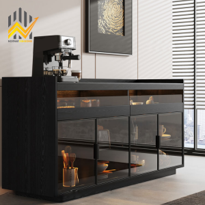 Tủ cánh nhôm kính đựng trà và rượu phong cách Bắc Âu - MDF lõi xanh 3