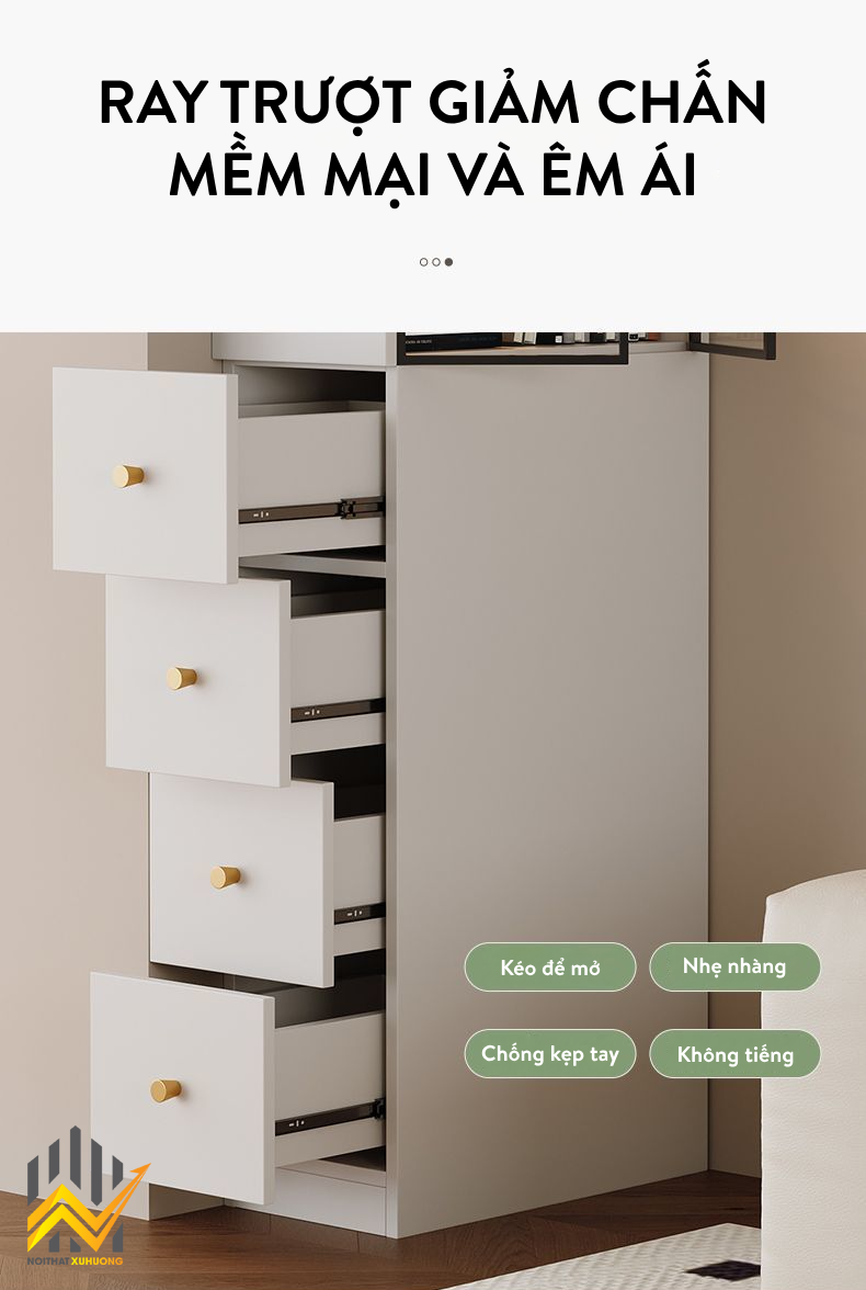 Tủ sách cánh nhôm kính + gỗ MDF lõi xanh màu Trắng/Xám tiết kiệm không gian 8