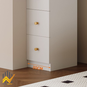 Tủ sách cánh nhôm kính + gỗ MDF lõi xanh màu Trắng/Xám tiết kiệm không gian 5