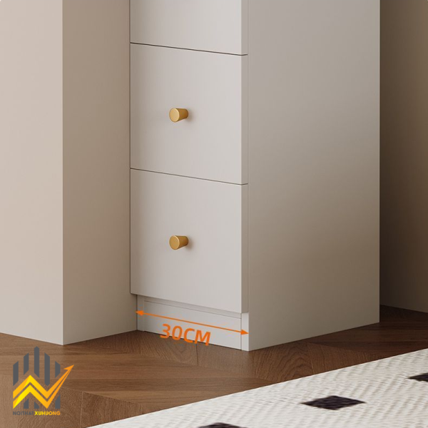Tủ sách cánh nhôm kính + gỗ MDF lõi xanh màu Trắng/Xám tiết kiệm không gian 5