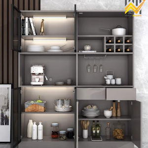 Tủ rượu trang trí cánh nhôm kính MDF lõi xanh hiện đại và sang trọng 4