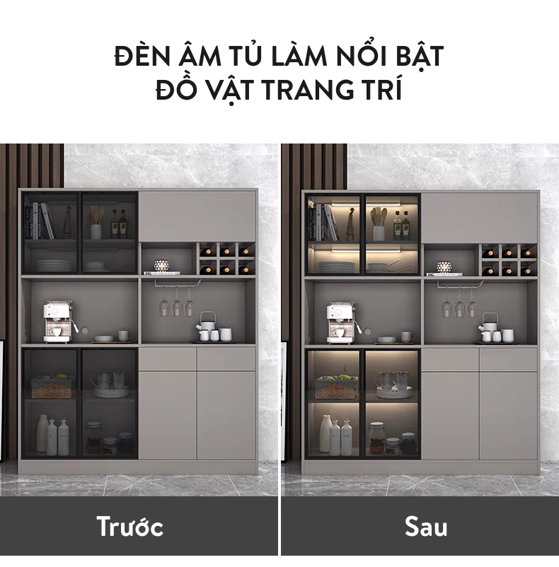 Tủ rượu trang trí cánh nhôm kính MDF lõi xanh hiện đại và sang trọng 5