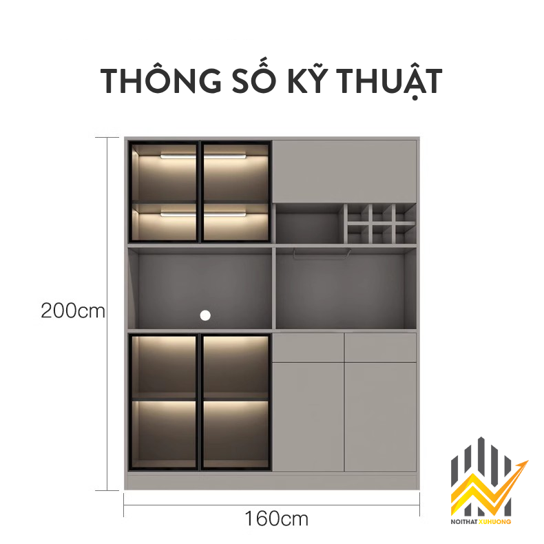 Tủ rượu trang trí cánh nhôm kính MDF lõi xanh hiện đại và sang trọng 6