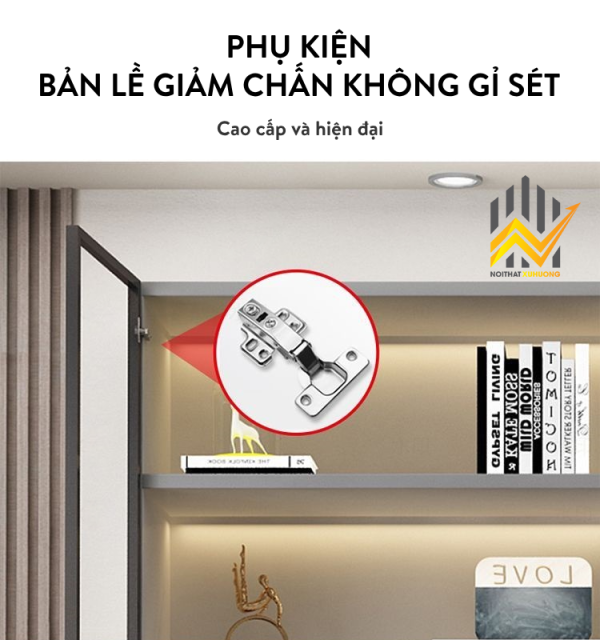 Tủ rượu trang trí nhiều ngăn cánh nhôm kính và gỗ MDF lõi xanh chống ẩm 2