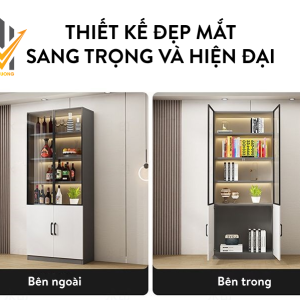 Tủ rượu trang trí nhiều ngăn cánh nhôm kính và gỗ MDF lõi xanh chống ẩm 3