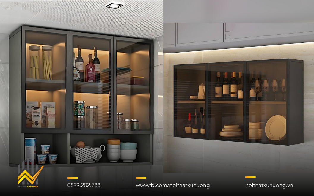 Mẫu tủ cánh nhôm kính trưng bày mỹ phẩm, phụ kiện cho shop tại TP.HCM 4