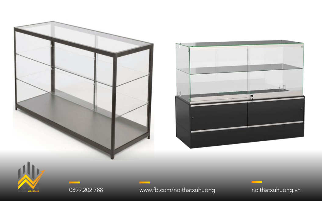 Mẫu tủ cánh nhôm kính trưng bày mỹ phẩm, phụ kiện cho shop tại TP.HCM 5