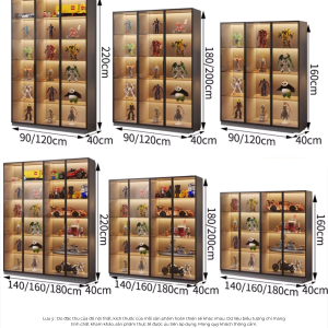 ✅ Thiết kế thông minh – tùy chỉnh linh hoạt Nhiều kích thước lựa chọn, phù hợp từng không gian từ phòng khách, phòng ngủ đến phòng trưng bày chuyên nghiệp. Tăng khoảng cách giữa các tầng, giúp bạn dễ dàng bố trí mô hình lớn nhỏ khác nhau. Hệ thống đèn LED âm trần (tùy chọn), tôn vinh vẻ đẹp từng chi tiết mô hình. ✅ Phụ kiện cao cấp – độ hoàn thiện cao Bản lề, tay nắm, ray trượt… đều được lựa chọn kỹ lưỡng, đảm bảo vận hành êm ái và bền đẹp.