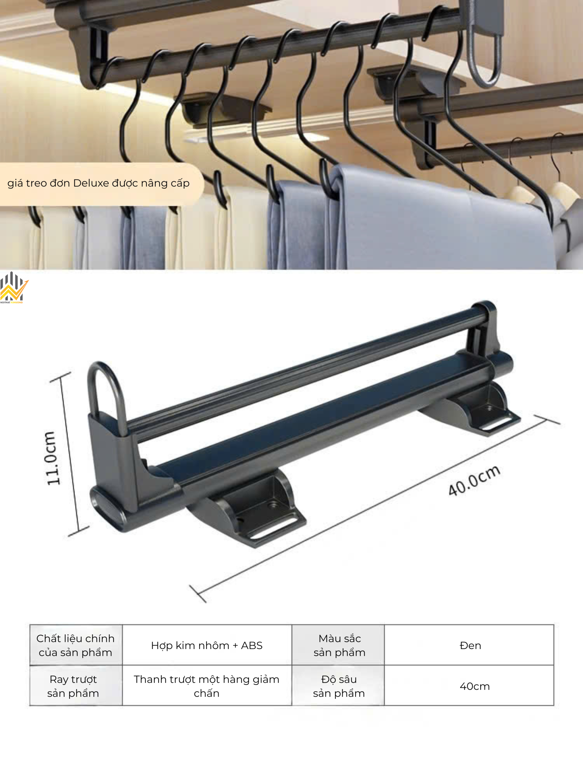 GIÁ TREO QUẦN ÁO KÉO TRƯỢT CAO CẤP DELUXE – TỐI ƯU KHÔNG GIAN TỦ