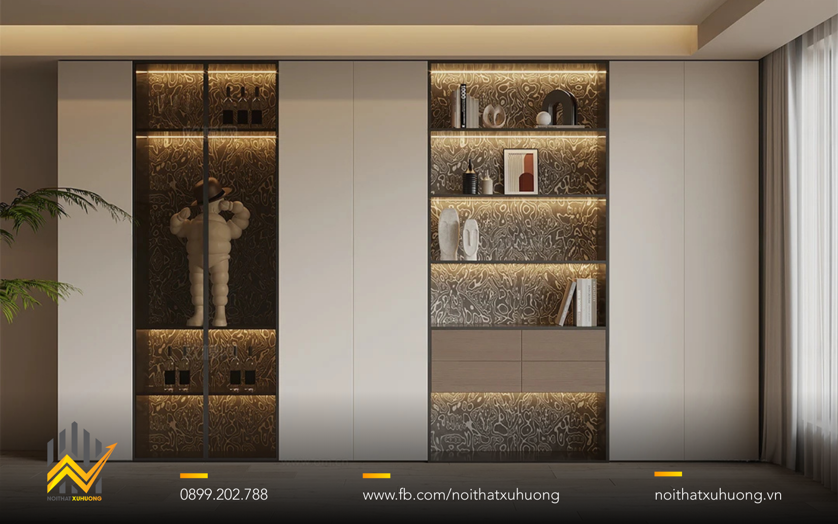 TỦ TRƯNG BÀY GỖ CÁNH NHÔM KÍNH