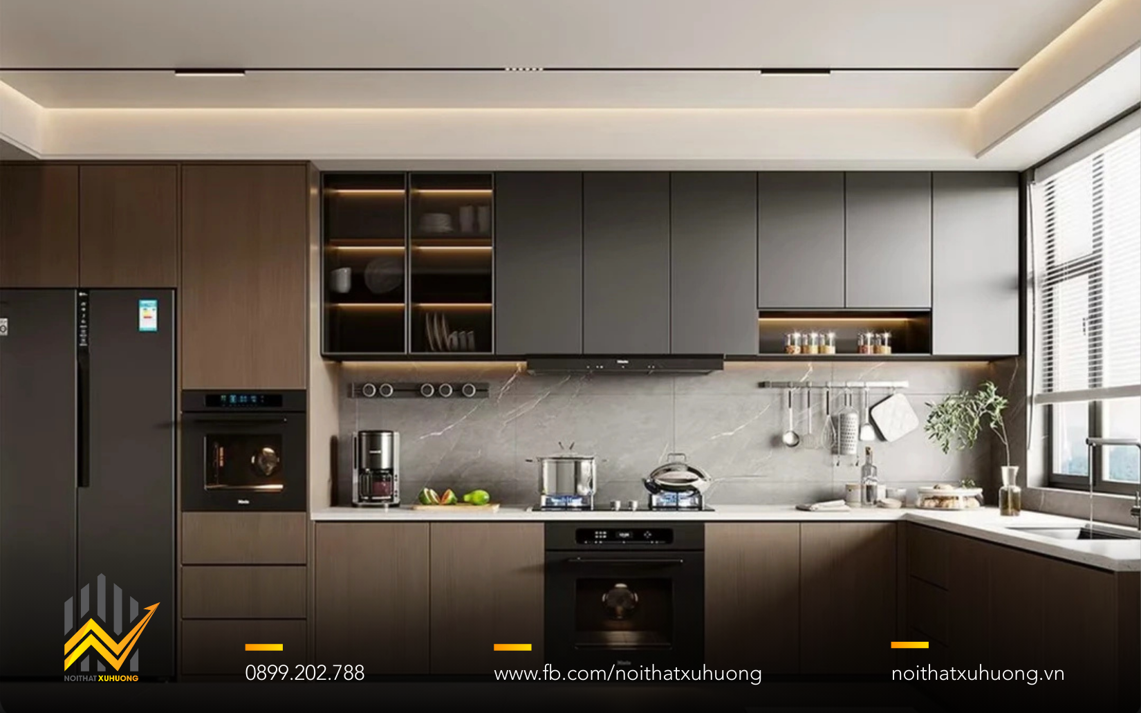 TỦ BẾP GỖ NHÔM CÁNH KÍNH – LỰA CHỌN THÔNG MINH CHO KHÔNG GIAN BẾP HIỆN ĐẠI