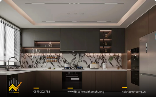 TỦ BẾP GỖ NHÔM CÁNH KÍNH – VẺ ĐẸP HIỆN ĐẠI CHO KHÔNG GIAN BẾP SANG TRỌNG