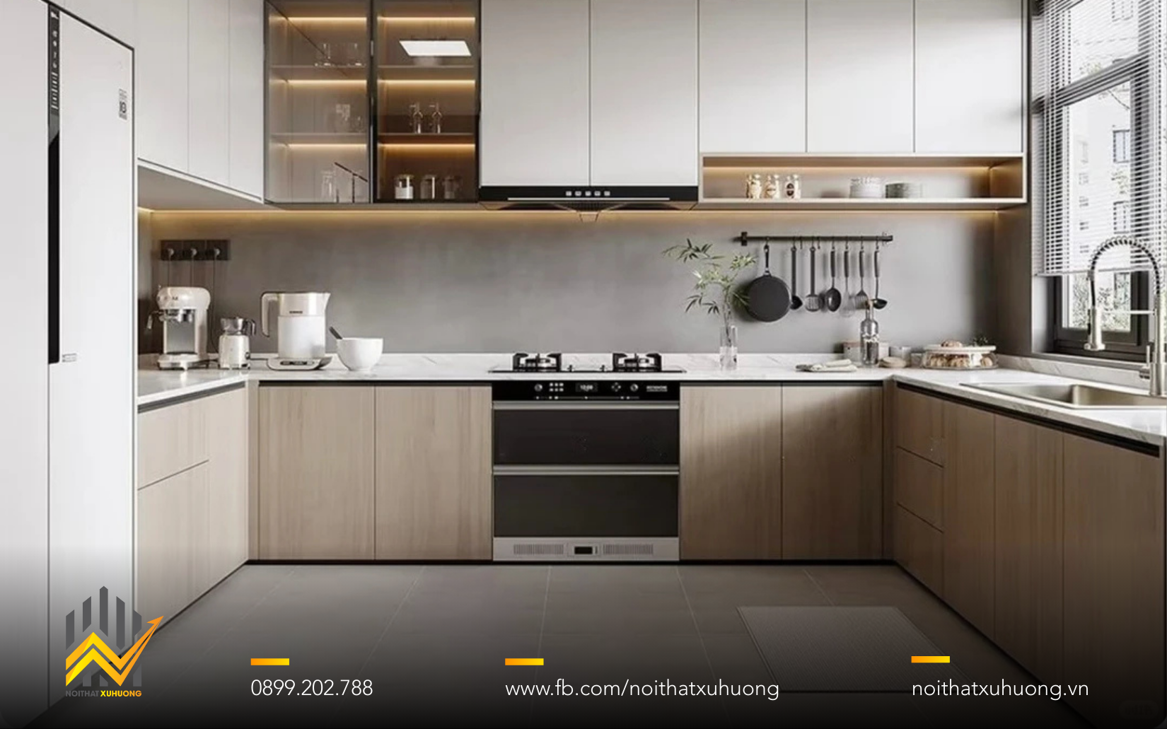 TỦ BẾP GỖ NHÔM CÁNH KÍNH – VẺ ĐẸP HIỆN ĐẠI CHO KHÔNG GIAN BẾP SANG TRỌNG