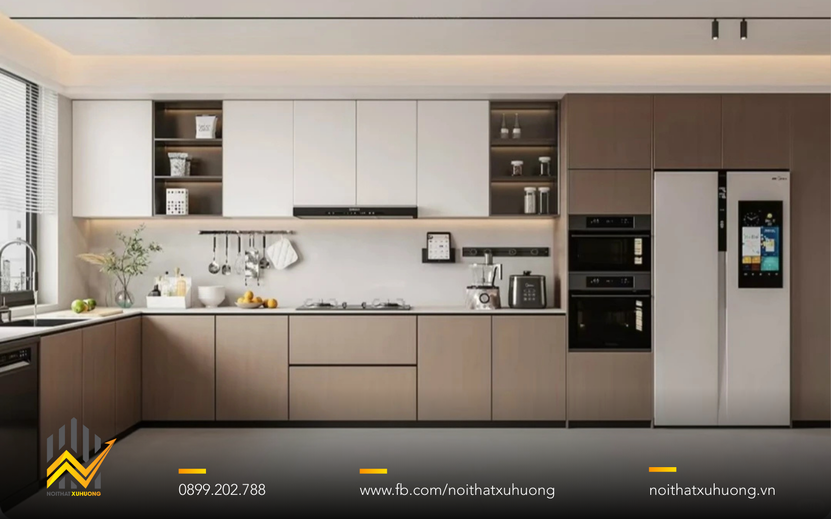 TỦ BẾP GỖ NHÔM CÁNH KÍNH – VẺ ĐẸP HIỆN ĐẠI CHO KHÔNG GIAN BẾP SANG TRỌNG