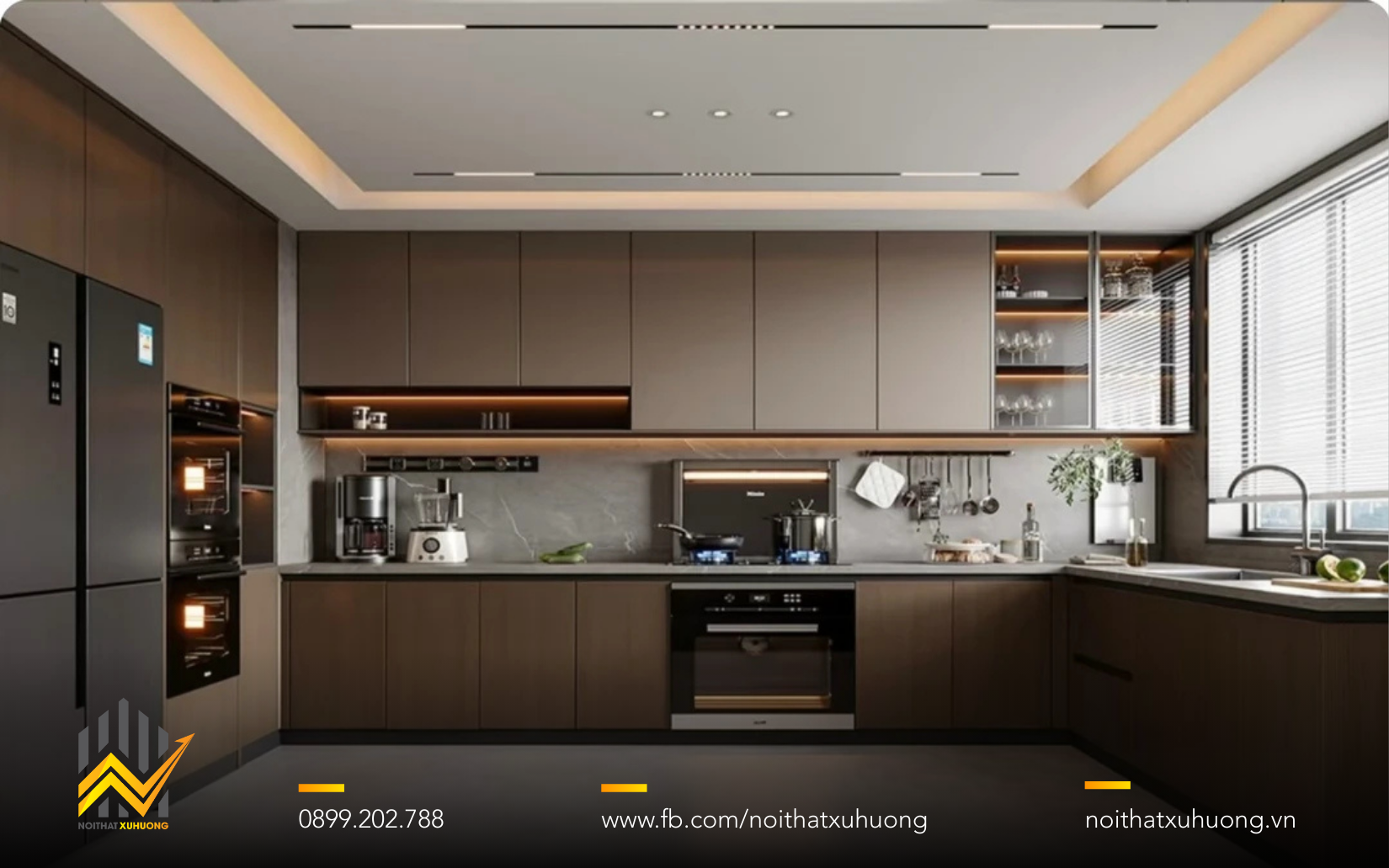 TỦ BẾP GỖ NHÔM CÁNH KÍNH – VẺ ĐẸP HIỆN ĐẠI CHO KHÔNG GIAN BẾP SANG TRỌNG