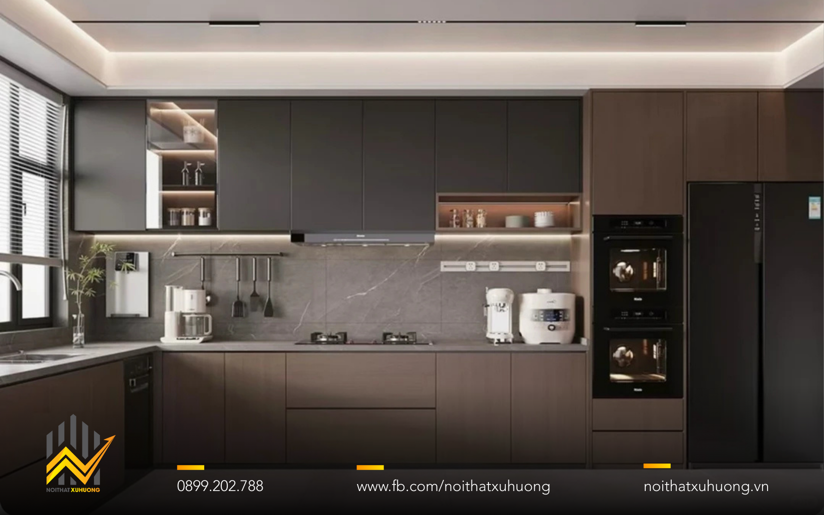 TỦ BẾP GỖ NHÔM CÁNH KÍNH – VẺ ĐẸP HIỆN ĐẠI CHO KHÔNG GIAN BẾP SANG TRỌNG